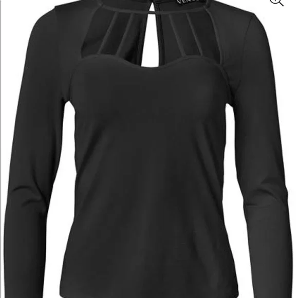 Sold elsewhere Beautiful Long Sleeve black color  Strappy Top brand New Size M - Picture 6 of 7